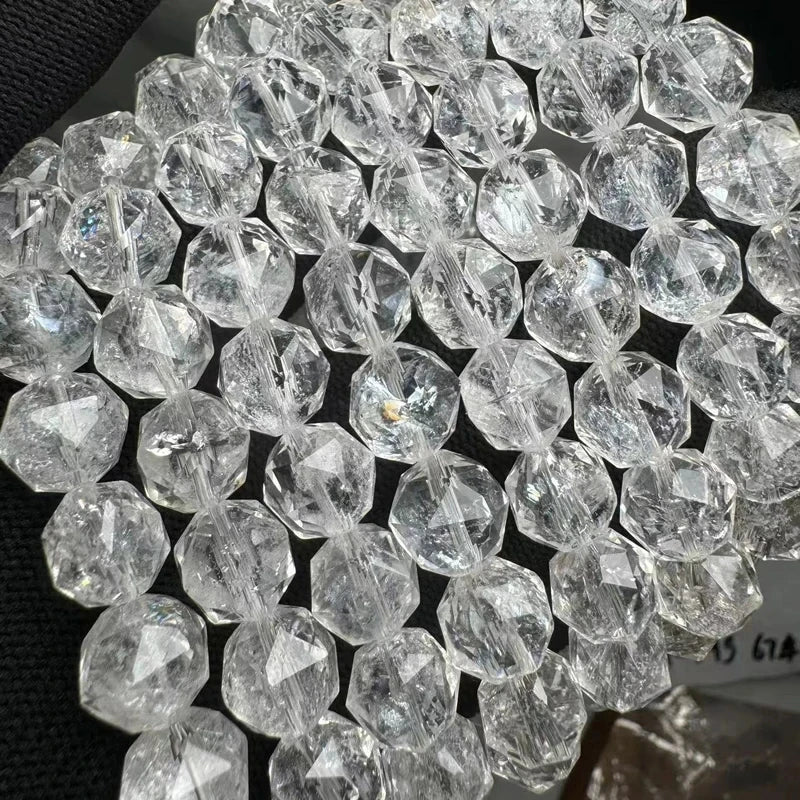 Meihan Natural Genuine Azeztulite Crystal Diamond Faceted Beads for Crystal Jewelry Making Bracelet DIY
