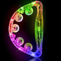 LED Glow Tambourine Noise Maker Light up Large Handheld Musical Flashing Bells Tamborines  Percussion Instrument Birthday Gift