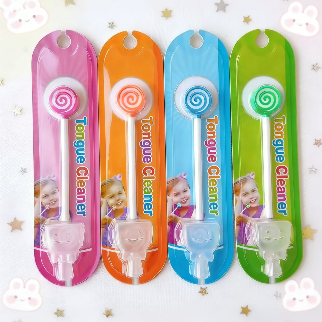 Cute Lollipop Tongue Cleaner for Kids Soft Plastic Tongue Scraper Wholesale Oral Care Hygiene Tool Multi-color