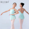 123241114 BAIWU High Quality Girls Children Dance Wear Nylon Spandex V Back Ballet Leotards With Skirt