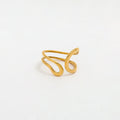 High End 18K PVD Gold Plated Double Layer Open Curve Rings Stainless Steel Women Rings Tarnish Free Jewelry