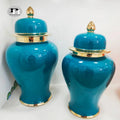 Custom Transparent Ceramic Porcelain Blue Orange Art Deco High Temperature Fired Eco-Friendly Wedding Storage Jars Home Decor