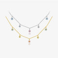 FUAMAY Trendy Engagement Wedding Gift Party Silver 925 Gold/Silver Plated Colorful Zircon Flower Pendant Necklace for Women