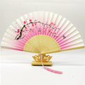 Wholesale Custom Logo Printed Bamboo Folding Fan Decoration Paper Hand Fan Sublimation Blanks Folded Polyester Bamboo Fans