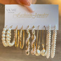 VKME Fashion Luxury Gold Punk Pearl Dangle Drop Earring Jewelry for Women