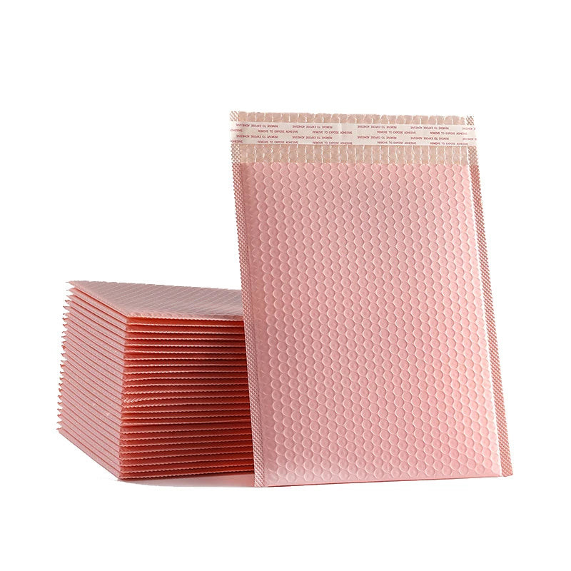 Light Pink Eco-Friendly Poly Bubble Mailers Custom Waterproof Padded Shipping Envelopes for Supermarket & Promotion Use