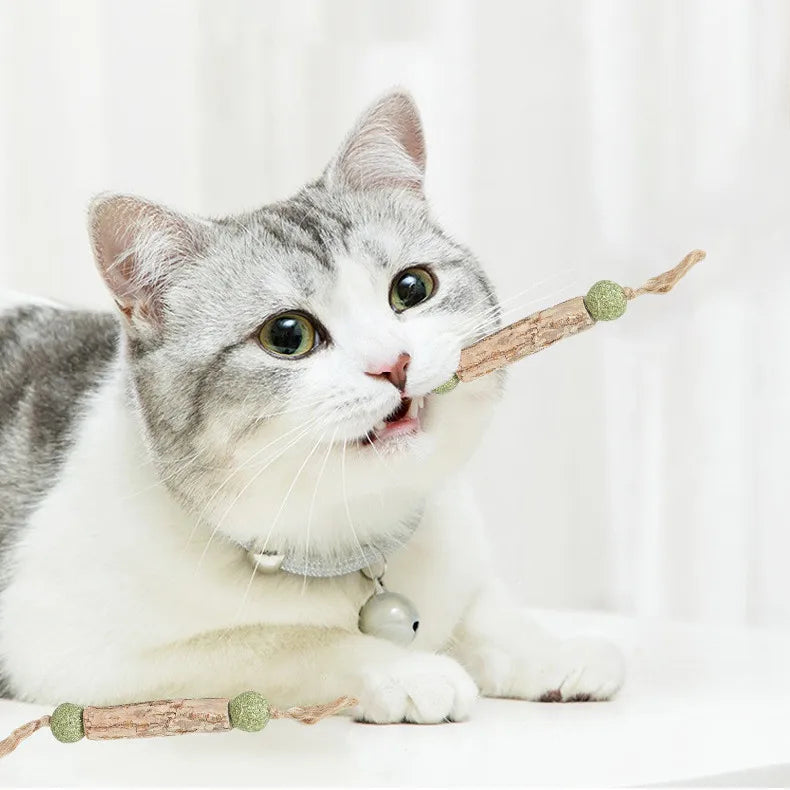 Suitable for Cats Silvervine Sticks Kitty Catnip Chew Toys Wooden Stick Kitten Teething Toys Molar