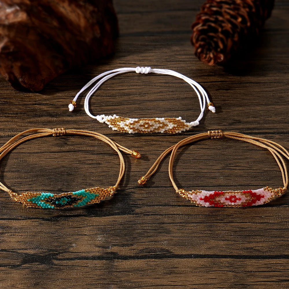 Go2boho Delicate Handmade Braided Glass Beaded Bracelets Bohemian Fashion Jewelry for Women for Party and Friendship Gifts