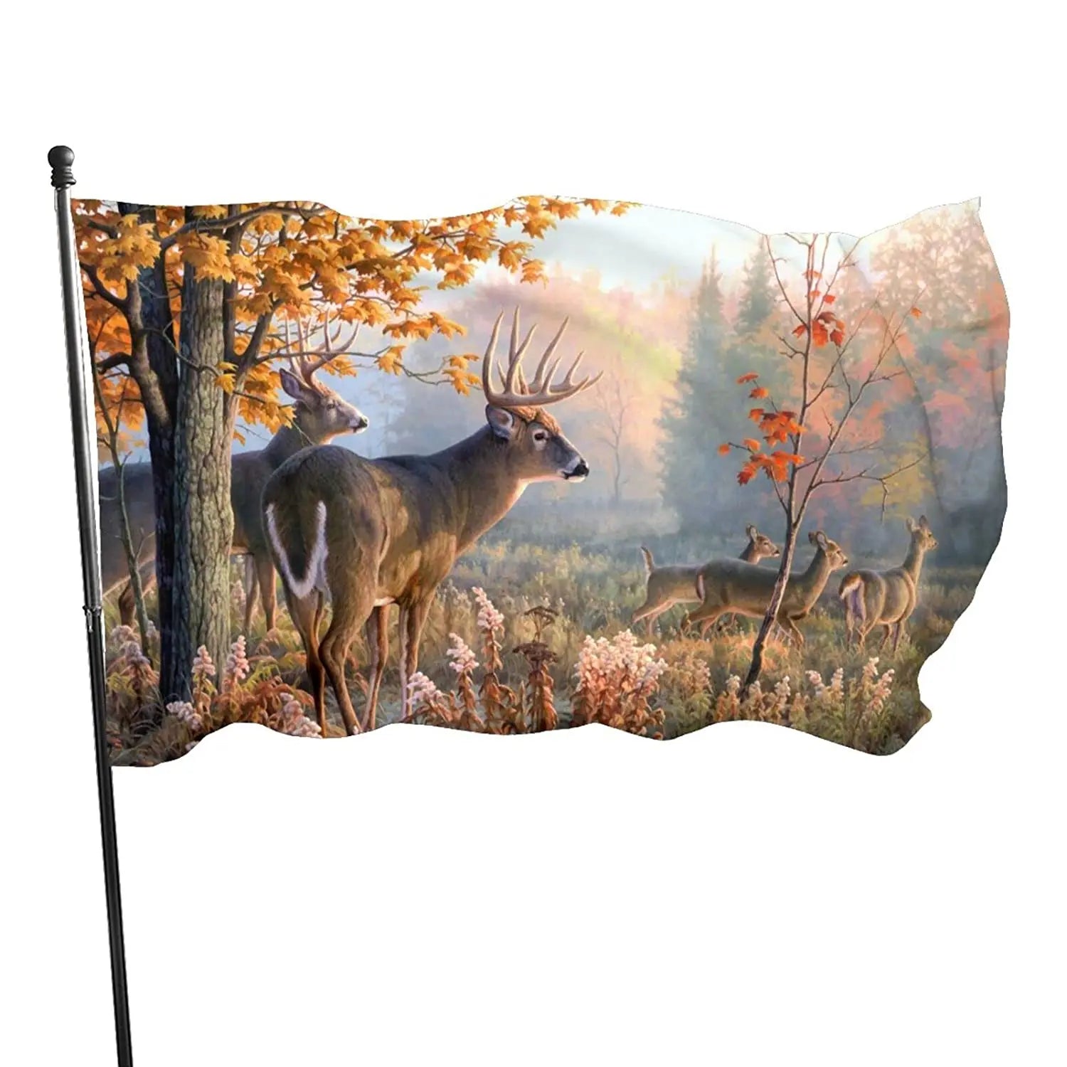 3 X5 Ft Hunting Deer Flag Lightweight Outdoor Garden Flag with Brass Grommets