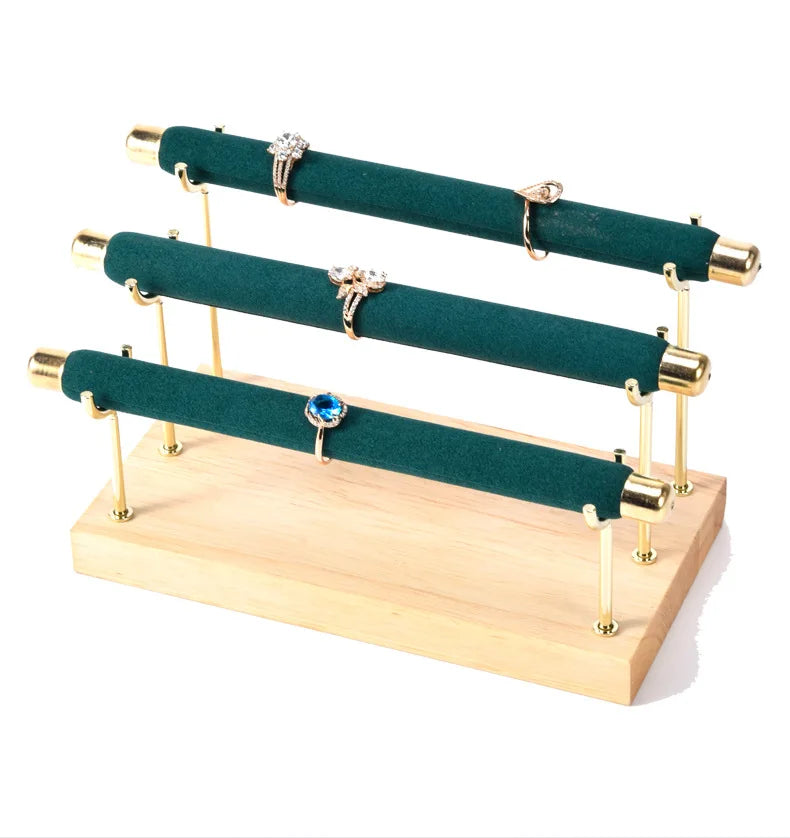 1/2/3 Layers Resin Ring Holder Jewelry Display Stand with Trays Customizable Size & Shape T-Bar Bracelet Rack
