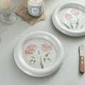 Ins Korea Embossed Hand Painted  Tulip Flower Ceramic Dinner Plate Girl Heart Underglaze Color Chubby Ceramic Dessert Cake Plate