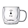 250ml Modern Custom Hand Made Insulated Eco-Friendly Bear Shape Double Walled Glass Coffee Cups with Handle for Restaurant Use
