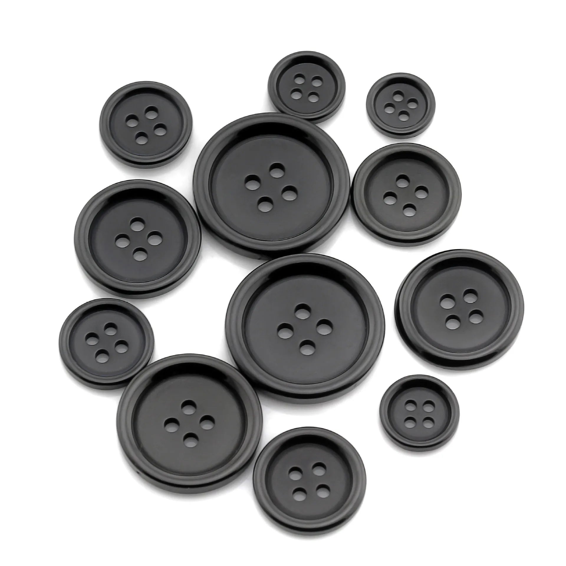 Custom Brand Logo Eco-Friendly 28L Resin Buttons for Clothes Round 4-Hole Shirt Button White & Black Plastic Buttons Wholesale
