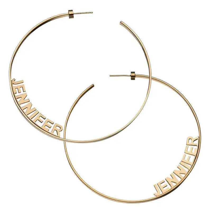 Jennifer Lopez Name Earrings Gold Plated Stainless Steel Personalized Earrings