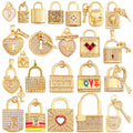 Diy Copper Gold Plated Shiny Zircon Accessories Cute Mini Question Mark Cross Umbrella Key Lock Pendant for Jewelry Making