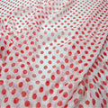 Classic Printed Dot Design Pure Light Transparent 100% Silk Chiffon Fabric for Elegant Lady Summer Dress Red Color