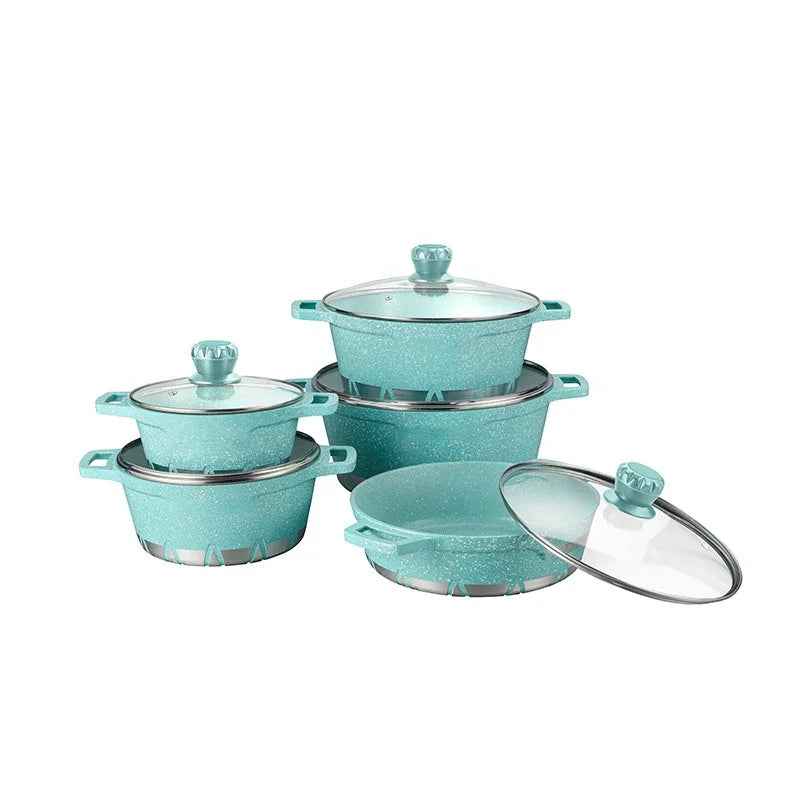Die-Cast Aluminum Cookware Set of 10 Non-Stick Kitchen Pans