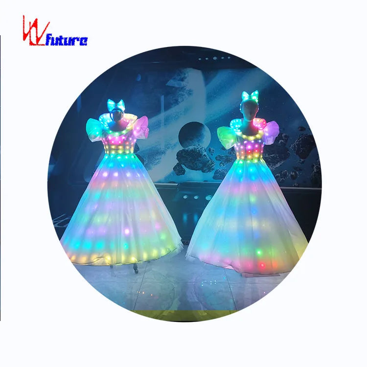 LED Princess Costume with Programmable LED Lights for Party Dance or Stage Performance