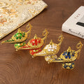 Retro Metal Crafts Custom Gold-plated Embossing Aladdin Magic Genie Lamp Home Decoration Wishing Lamp Arabic Style for Gift