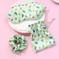 Light-blocking Eye-protecting Elastic Knit Satin & Silk Super Soft Hair Band Kids & Women Avocado Full Print Eye Mask Set