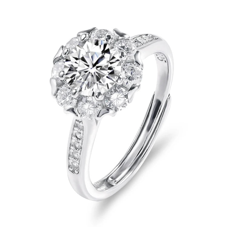 925 Sterling Silver Luxury Moissanite Diamond Rings Women Snowflake Jewelry Engagement Ring