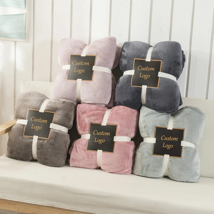 Cheap Wholesale Sofa Fleece Flannel Throws Sherpa Custom Blanket Set