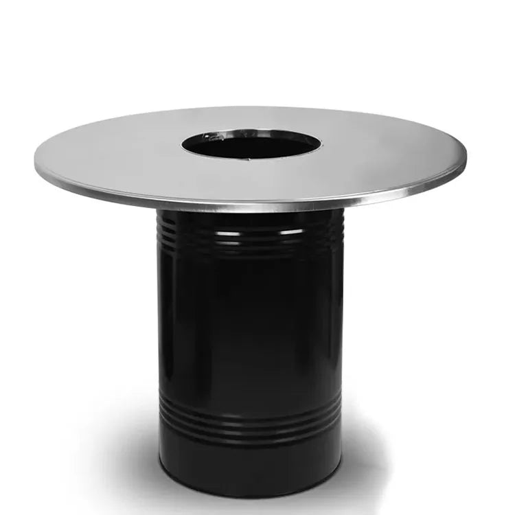 Korean Round Stainless Steel Metal Bbq Grill Table Commercial Dining Table Commercial Furniture Dining Table
