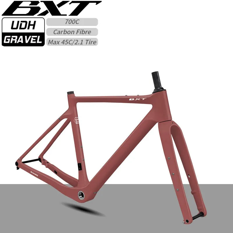 BXT Carbon Gravel Frame 700C 58cm Big Size With Full Hidden Cable Routing Wholesale OEM ODM Aero Carbon Gravel Frameset 700C