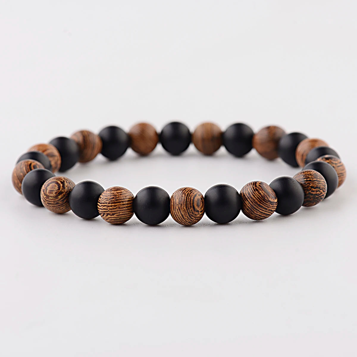 Ethnic 8mm Cylinder&Round Yoga Meditation Wood Beaded Bracelet Handmade Charm Tibetan Buddha Elastic Bracelet Men Jewelry