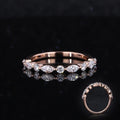 Def Vvs Clarity Marquise and Round Lab Grown Diamond 14k Gold Rose Gold Band Ring