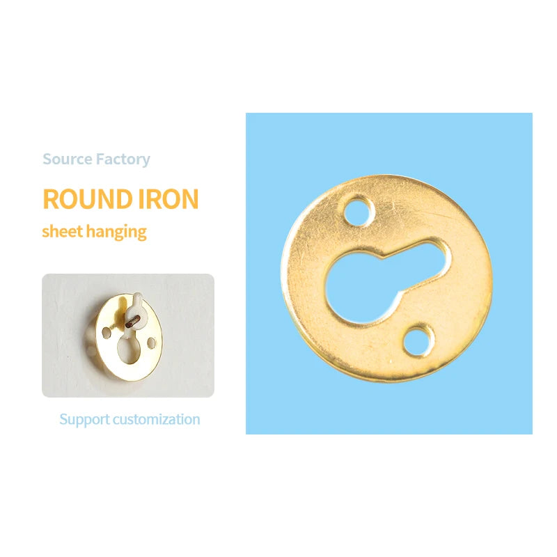 X0909 TS-K123 Round Picture Frame Shelf Keyhole Bracket Metal Keyhole Hanger Fasteners with Screws Frame Accessories