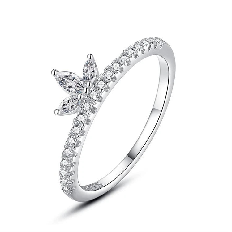 Fine jewelry 925 sterling silver women simple fashion CZ diamond crown finger ring