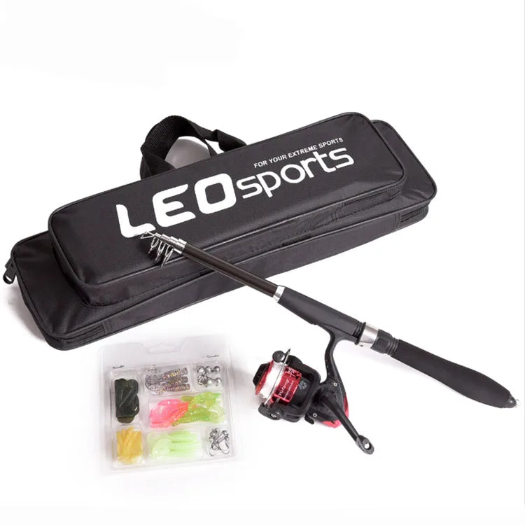 WEIHE Telescopic Fishing Rods Reels Lure Hook Kit Fishing Set Combo with Fishing Bag