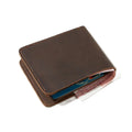 Custom Men's Luxury Genuine Leather Vintage Thread Pattern Bifold Slim Wallet Short Purse Handmade
