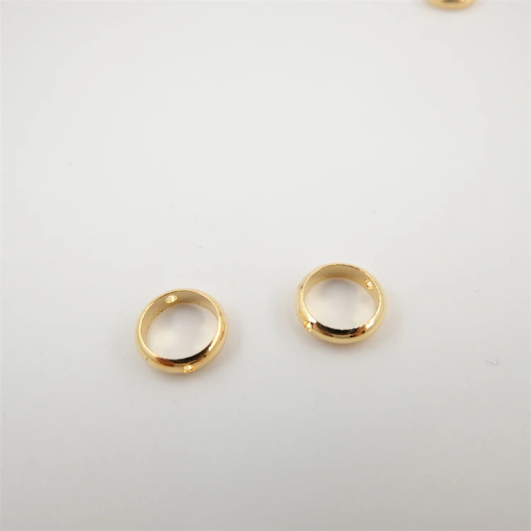 O Ring Bracelet Women Jewelry Accessories 18K Gold Plated Can Through Double Hole Beads Closed Brass Jump Rings