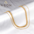 Ason Delicate 18k Gold Plated Thin Gold Chain Cuban Chain Necklace Stainless Steel Layered Necklace Women