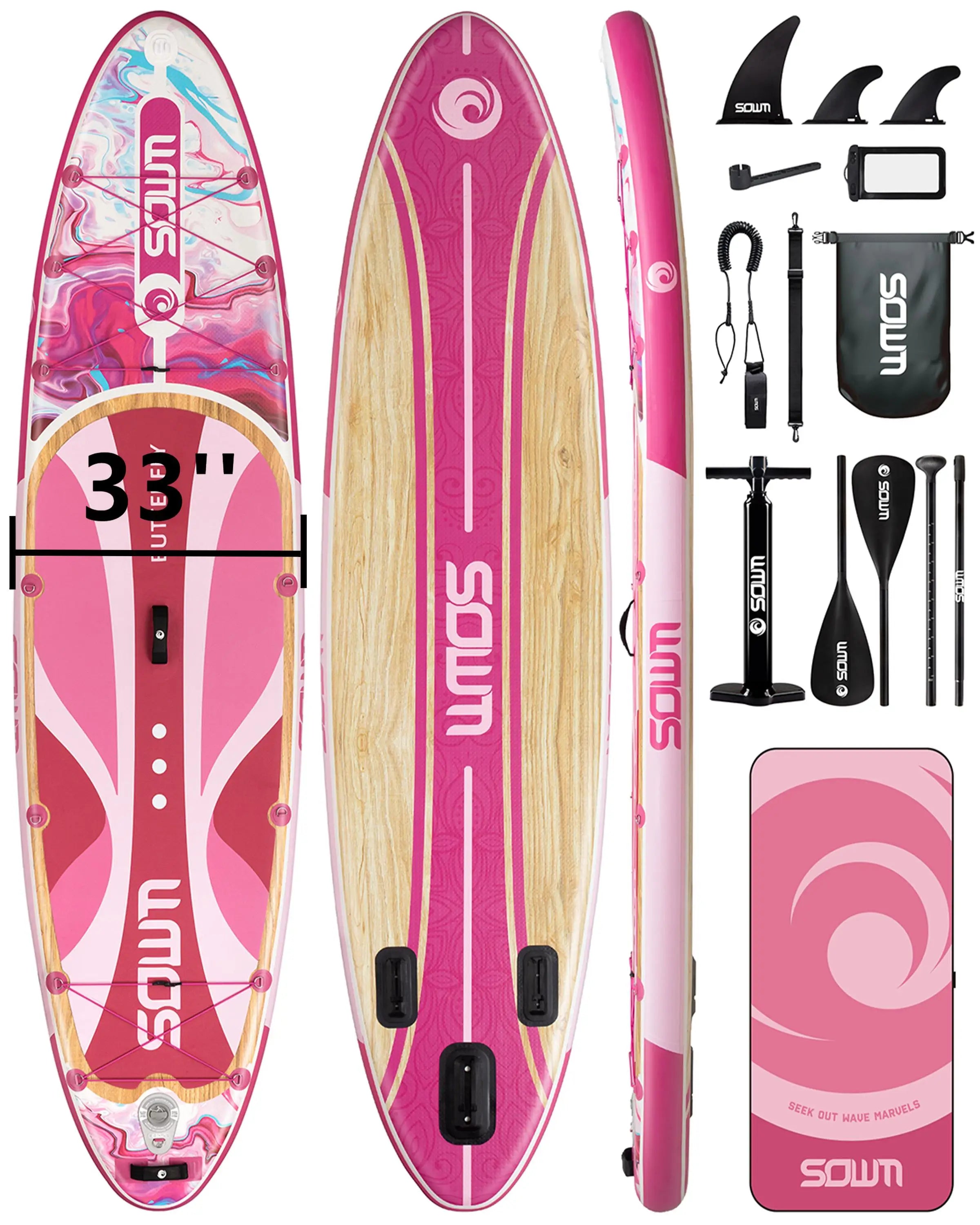 EU Overseas Warehouse Inflatable Sup Board New Product 11'*33"*6" pink Paddle Board Drop Stitch Inflatable Stand up Paddle Board
