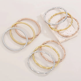Luxury Bamboo and Stainless Steel 18K Gold Plated Open Clasp Bracelet Vintage Titanium Steel Bangle for Weddings and Birthdays