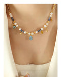 New Fashion Unique Design Stainless Steel Lade Beads Freshwater Pearl Natural Stone Choker Necklace Women Girl Gift P1369