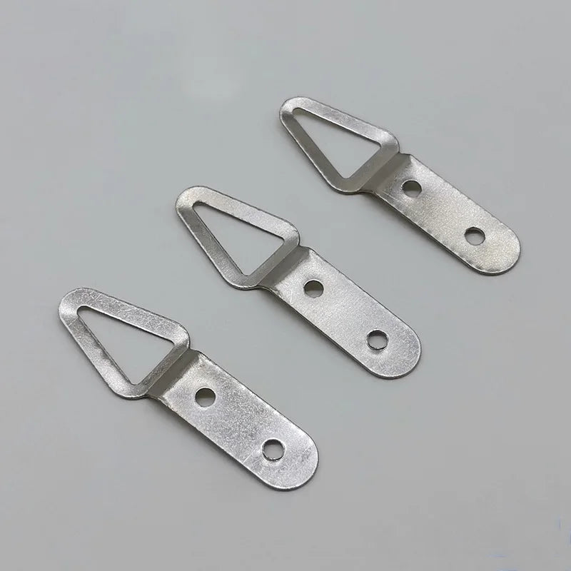 45x9mm Triangular Ring Two Holes Iron Silver Galvanized Photo Frame Hanger Wall Hook with Box for Home Use