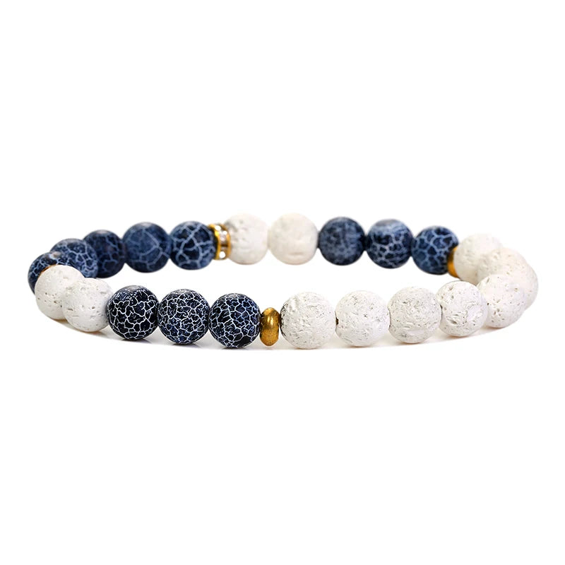 Lava Stone Essential Oil Weathered Agate Beaded Natural Stone Bracelet ST170