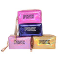 Company Logo Print Custom Holographic Pink Cosmetic Zippered Bag With Wrist Strap Wholesale Hot Sale Shiny Beauty Bag for Women