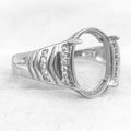 Sterling Silver 11*15mm Semi Mount Men's Ring Frame Empty Blank Claw Setting S925 Base Holder Without Center Stone for DIY Inlay