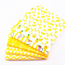 Bulk Wholesale 6pcs Yellow Fruits Printed Woven Cotton Cloth Fat Quarters for Quilting & DIY Patchwork