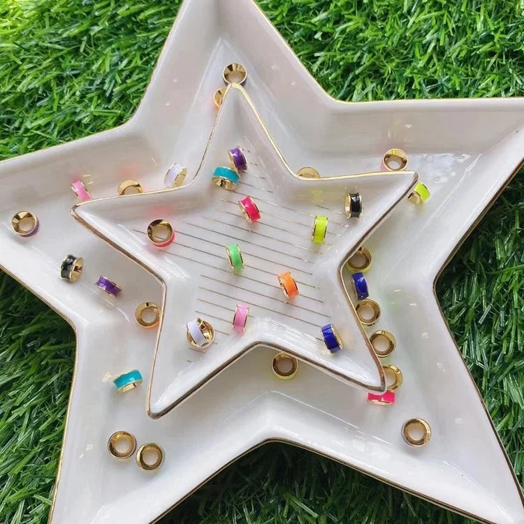 8mm Brass Gold Charm 5mm Hole Enamel Beads Fashionable Jewelry Findings