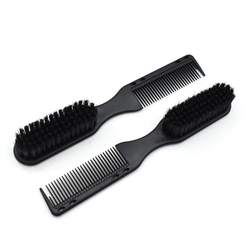 Custom Logo Black Plastic Beard Comb Double Side Hair Cleaning Brush for Barber