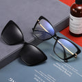 2025 New Fashion Optical Cat Eye Anti Radiation Blue Light Eyeglasses Frames Polarized Clip on Driving Sunglasses