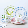 Ins French Hand-painted Retro Relief Lily of the Valley Plate Ceramic Medieval Flower Dessert Plate