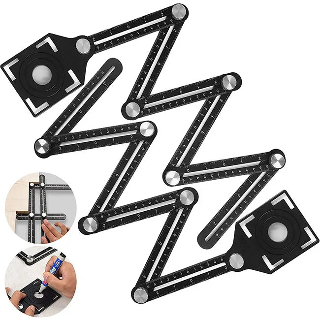 6-Sided Multi Angle Measuring Ruler 5 Holes Craftsmen Carpenters Woodworking Opening Locator Customized OEM/ODM Support