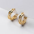 925 Sterling Silver Fine Jewelry Beautiful Wave Band Huggie Earrings Women Luxury